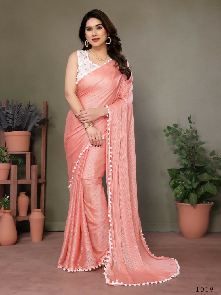Designer Partywear Peach Banglor Fancy Saree - Kanak