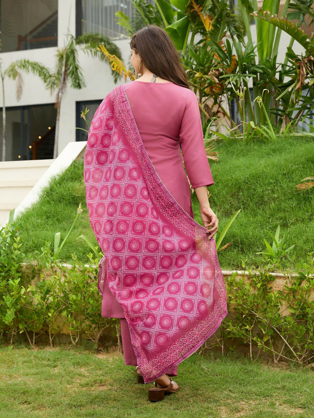 The52 Gajri Women's Beautiful Embroidered Rayon Fabric with Straight Kurta, Pant and Dupatta Set