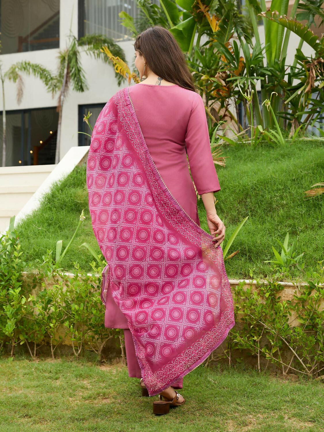 The52 Gajri Women's Beautiful Embroidered Rayon Fabric with Straight Kurta, Pant and Dupatta Set