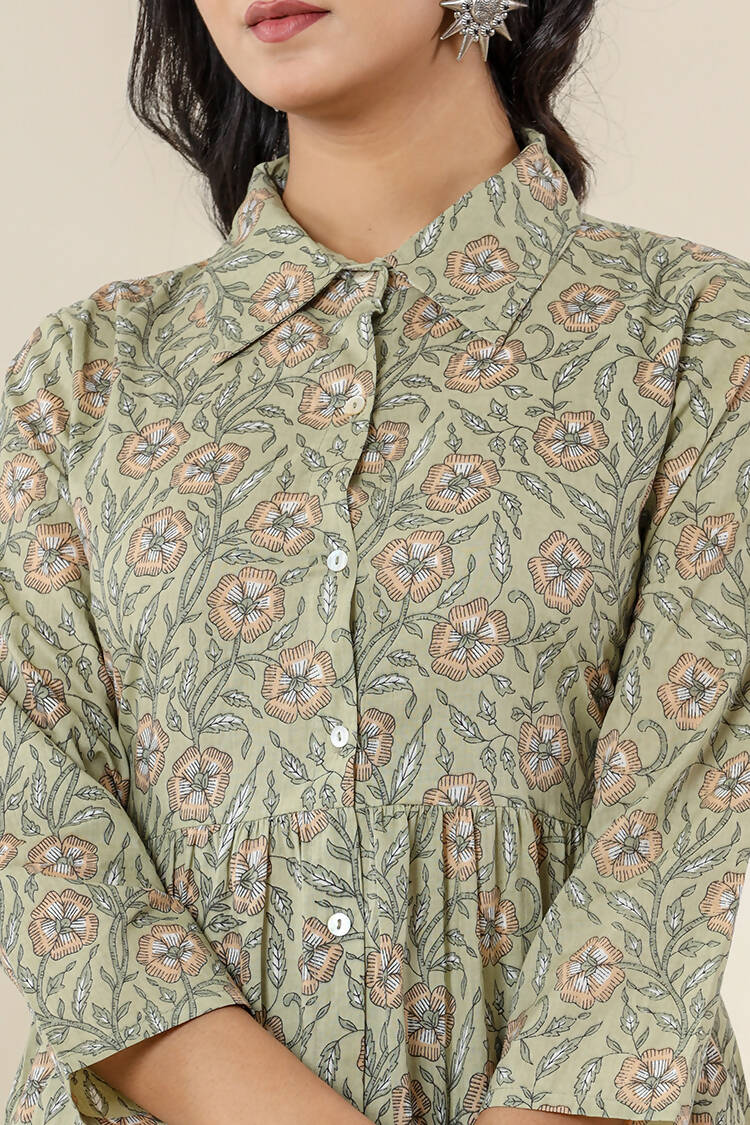 Kaajh Women's Green Printed Cotton Co-ord Set