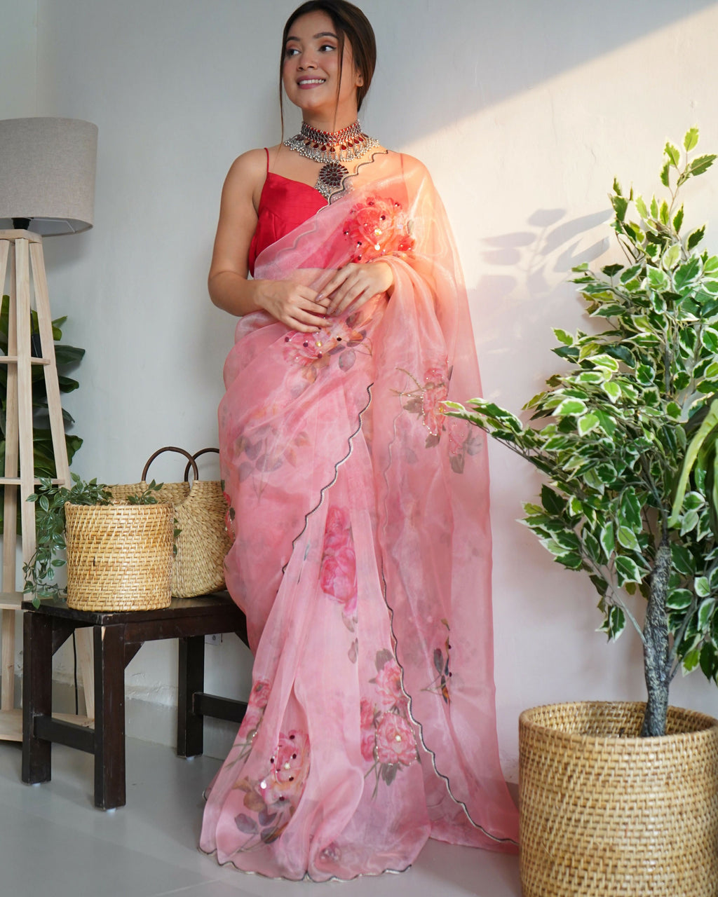 Vamsee Ramya Onion Organza Saree