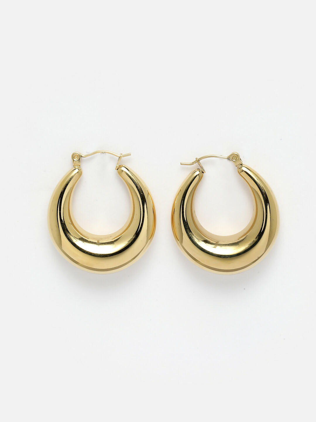 NVR Gold-Polished Contemporary Hoop Earrings