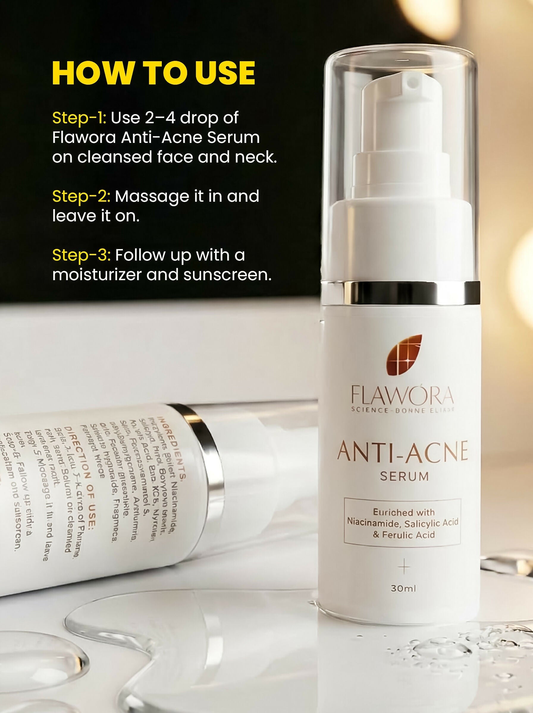 Flawora Set of Anti-Grey Hair Serum and Anti Acne Serum