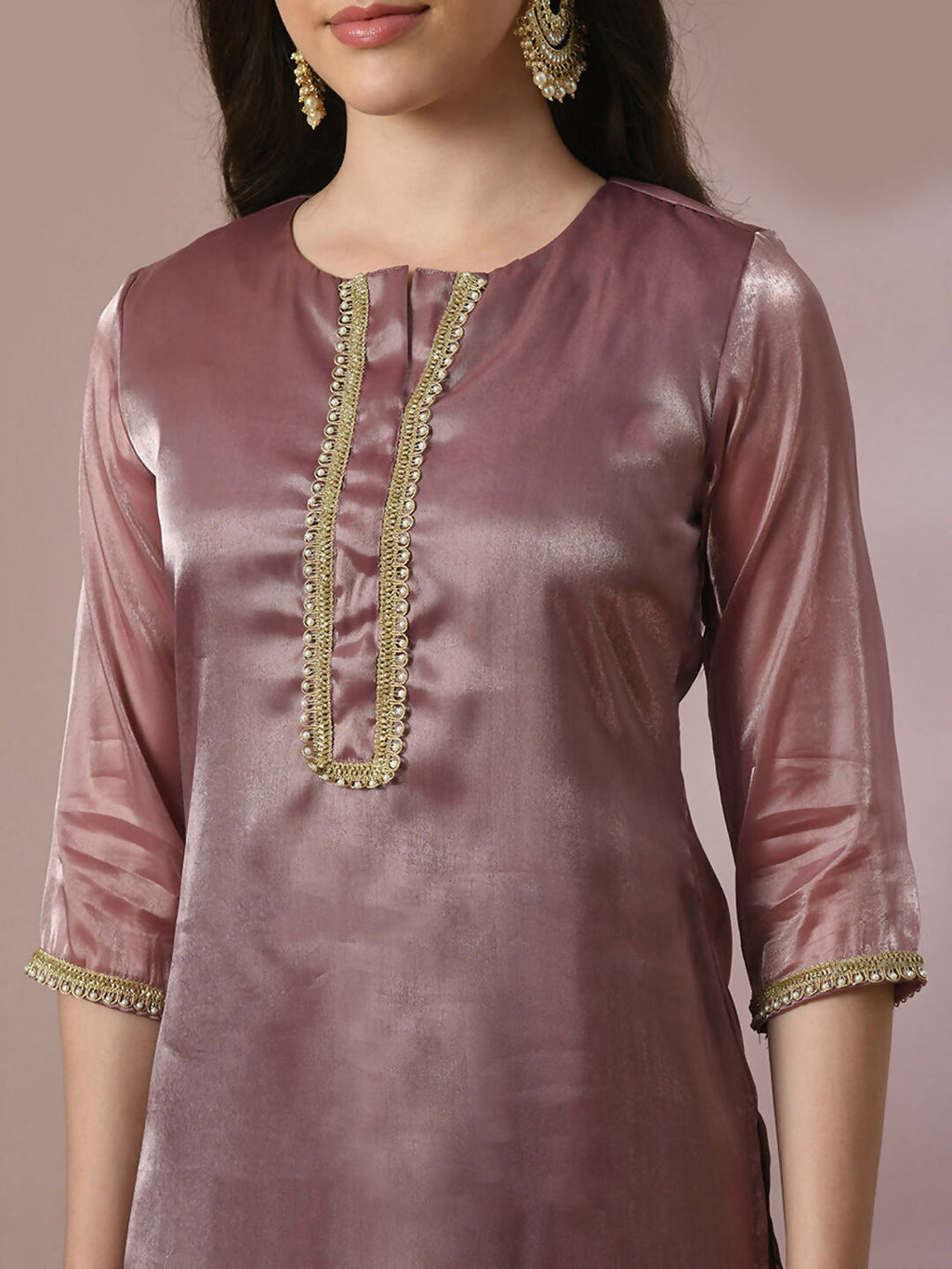 Myshka Women's Brown Solid Straight Party Kurta Set With Dupatta