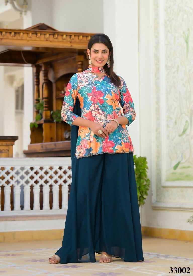 Designer Stylish Cream Dull satin Stitched Suit With Dupatta - Samya