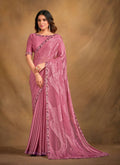 Pink Sequence/Georgette Film Jacqurad Designer Saree with Unstitched Blouse - Norita Mahitha
