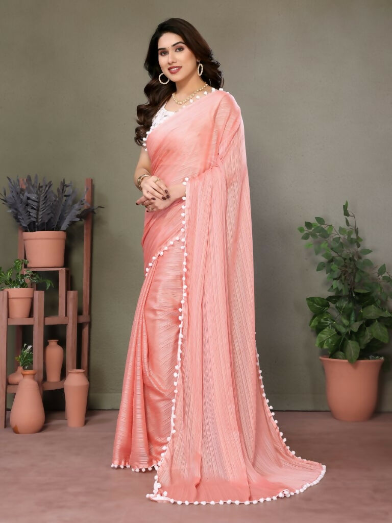Designer Partywear Peach Banglor Fancy Saree - Kanak