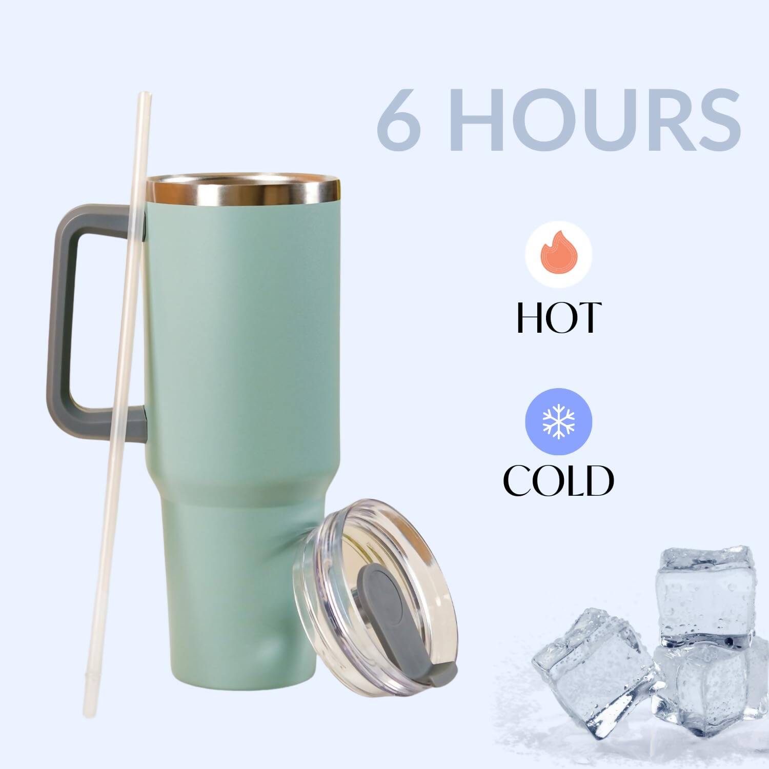 Nestasia Tumbler with Handle Straw & Lid - 1.2L (Green)
