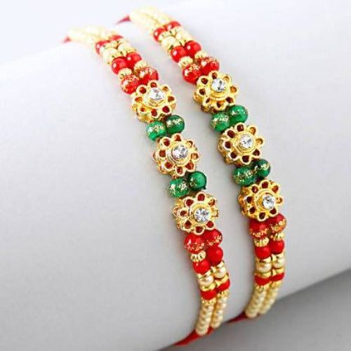 Set of 2 Charming Beads Rakhi and Cashew Jar Combo
