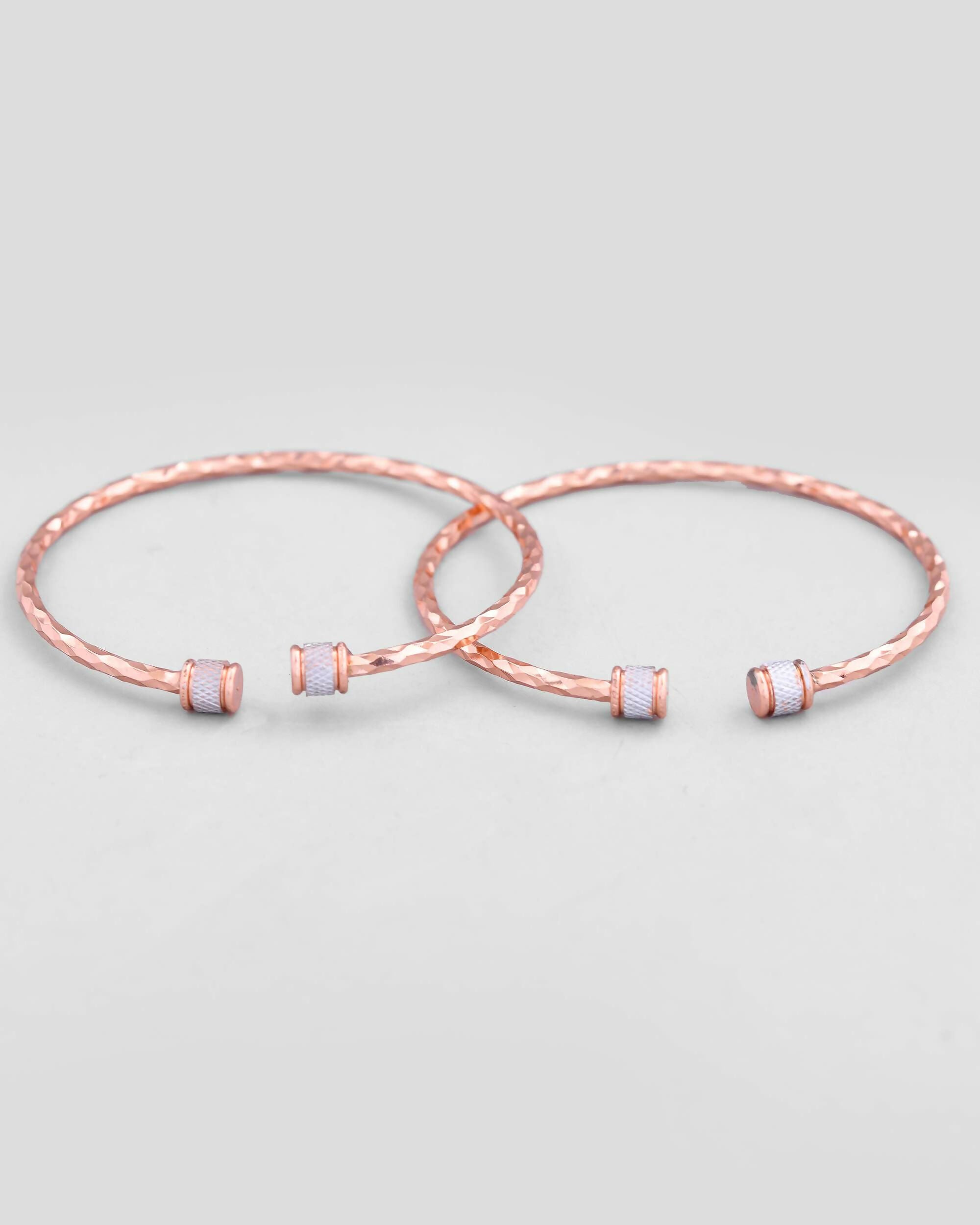 VOJ Set of 2 rose Gold Dual Toned Designer Bangles