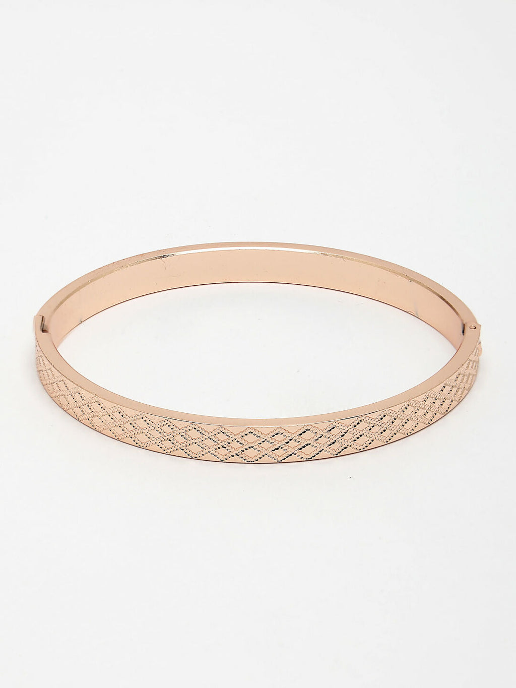 NVR Men's Rose Gold Stainless Steel Kada Bracelet