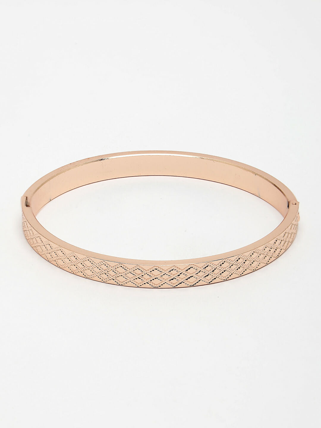 NVR Men's Rose Gold Stainless Steel Kada Bracelet