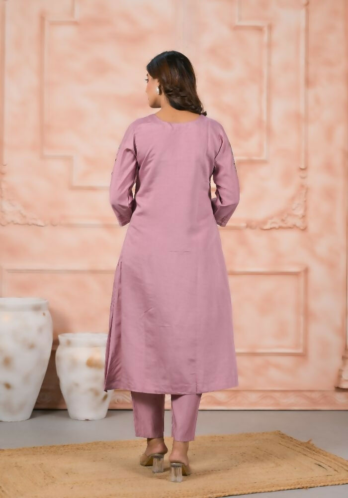 Ethnic Festive Wear Chanderi Slik Pink Stitched Suit With Dupatta - Anbazaar