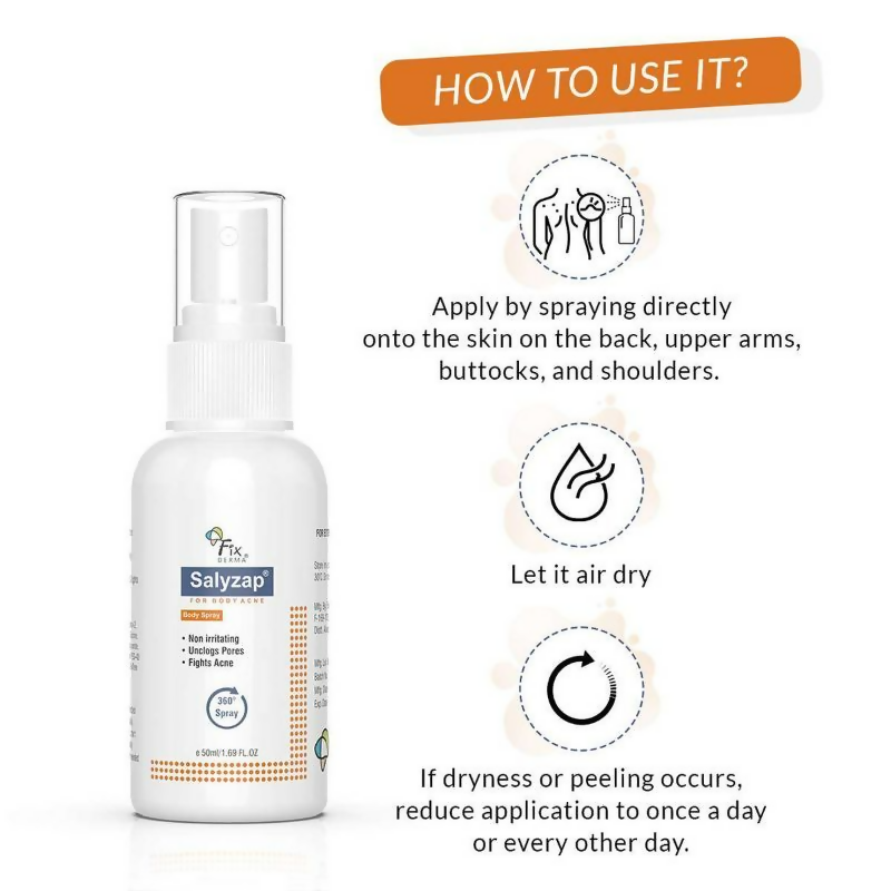 Fixderma 2% Salicylic Acid Salyzap Body Acne Spray