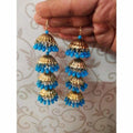 MS Fashion India Umbrella Design Four Jhumka Latkan Hanging Blue Color Pearls Earrings