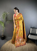 Joban Fashion Golden Yellow Banarasi Soft Silk Woven Saree