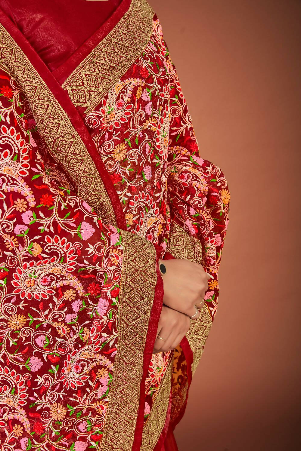 Vamsee Maroon Organza Saree