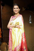 Very Much Indian Handloom Pure Silk Paithani Pastel Light Yellow
