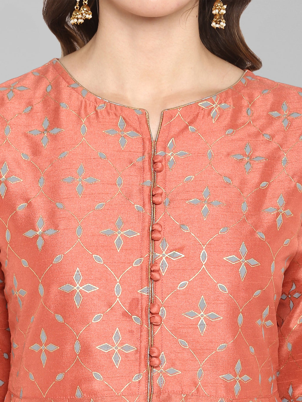 Janasya Women's Turquoise Green Cotton Flex Ikkat Kurta With Pant