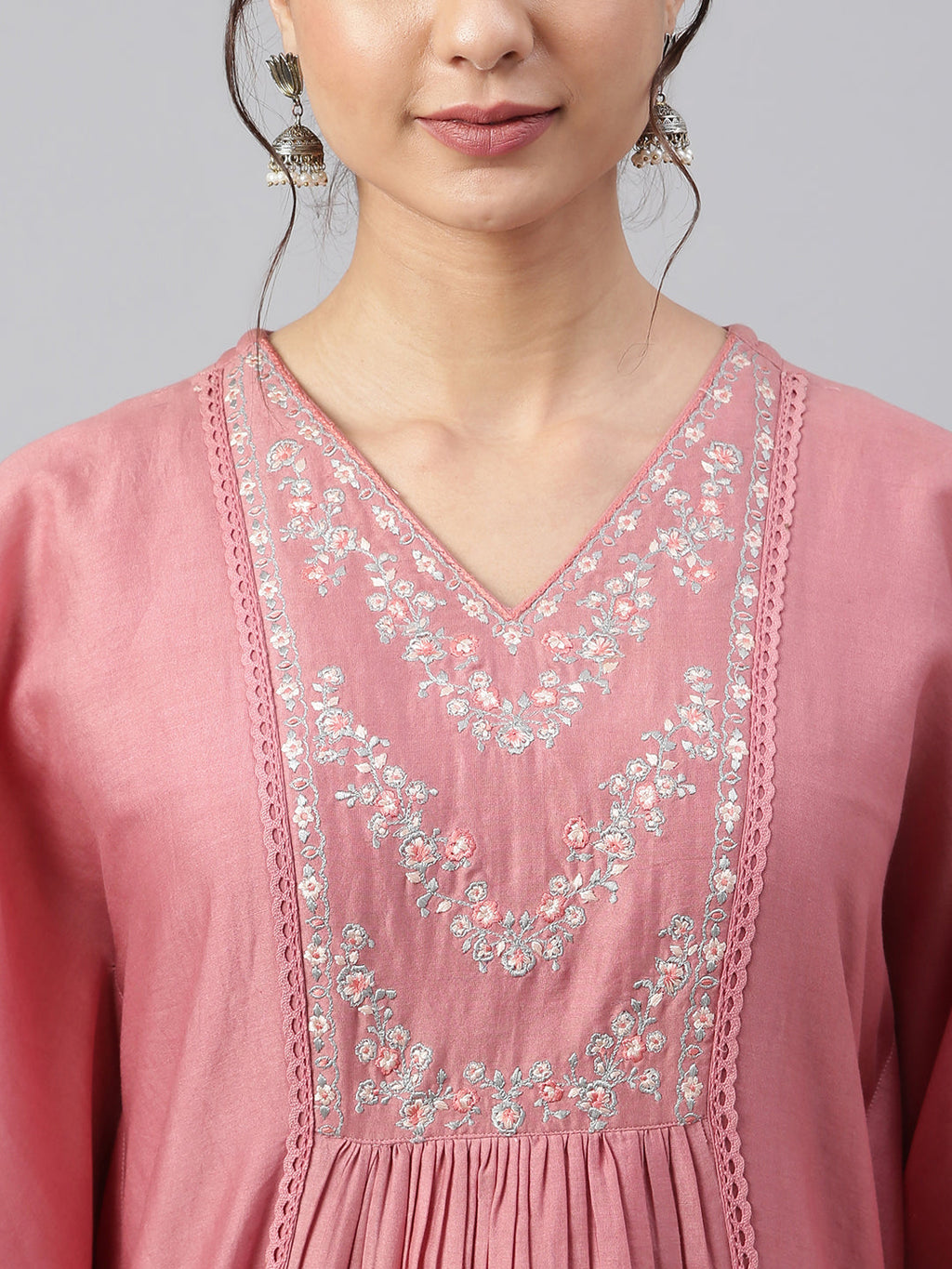 Janasya Women's Rose Red Polyester Solid Kurta With Pant