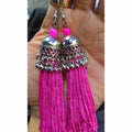 MS Fashion India Latest Fashion Pink Hanging Threads In Jhumka Earrings