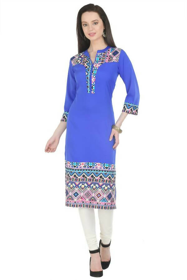 Blue Elegant Kurti With Contrast Panel - G & A Apparels