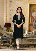 Juniper Women's Blackthread Embroidered Rayon Kurta