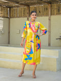 Juniper Women's Yellow Floral Printed Muslin A-Line Dres