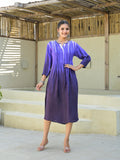 Juniper Purple women muslin dress with vibrant tie & dye print