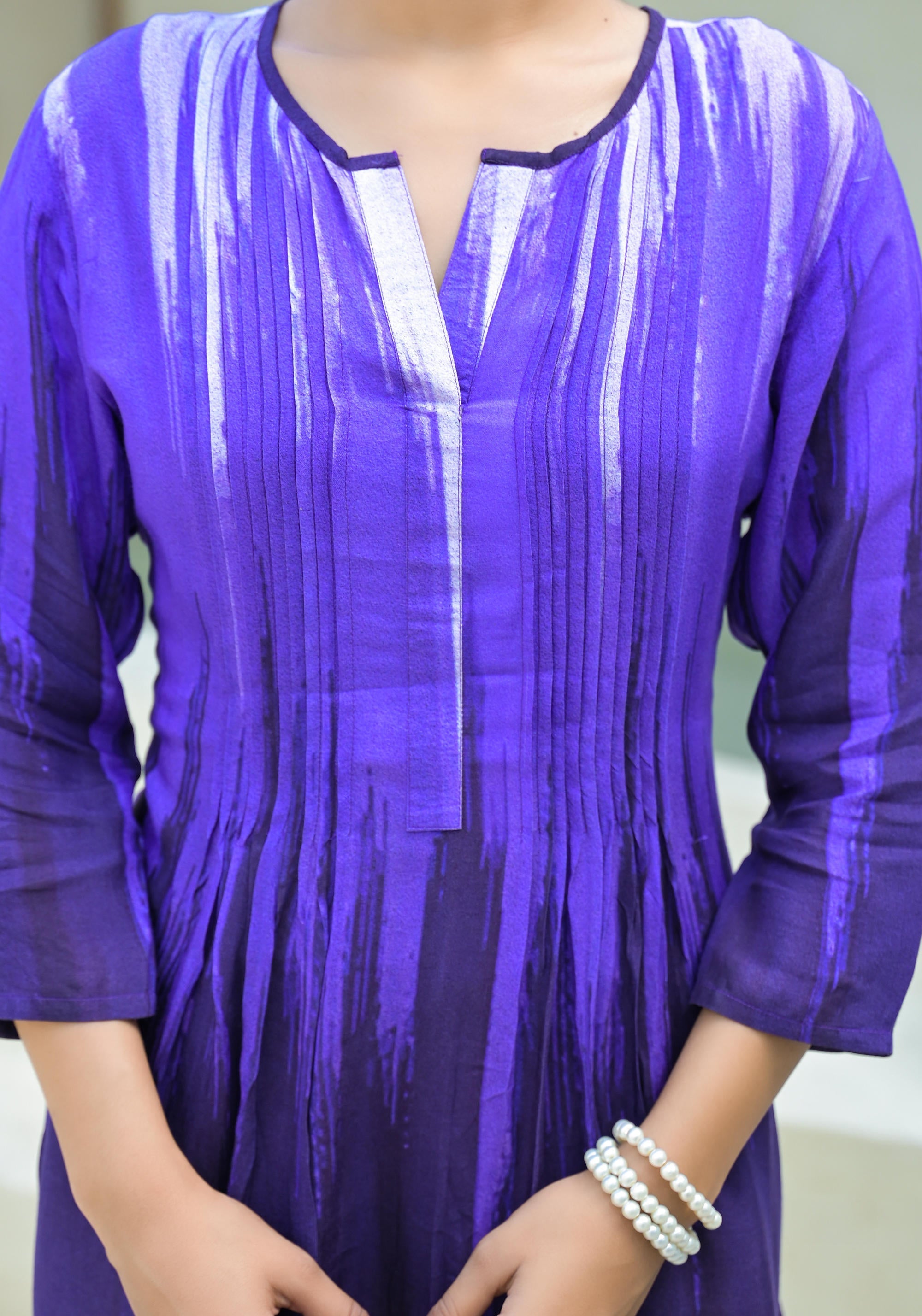Juniper Purple women muslin dress with vibrant tie & dye print