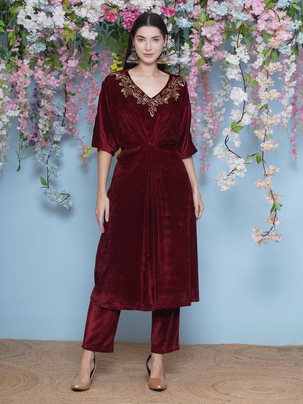 Joban Fashion Maroon Hand Embellished Coord Set
