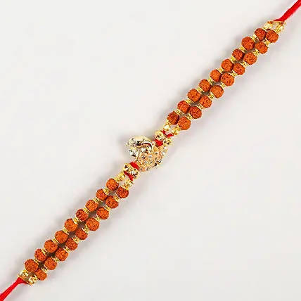 Ganesha Minimal Style Rakhi And Kaju Rolls Box