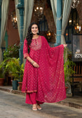 Juniper Women's Pink Georgette Printed Kurta Set