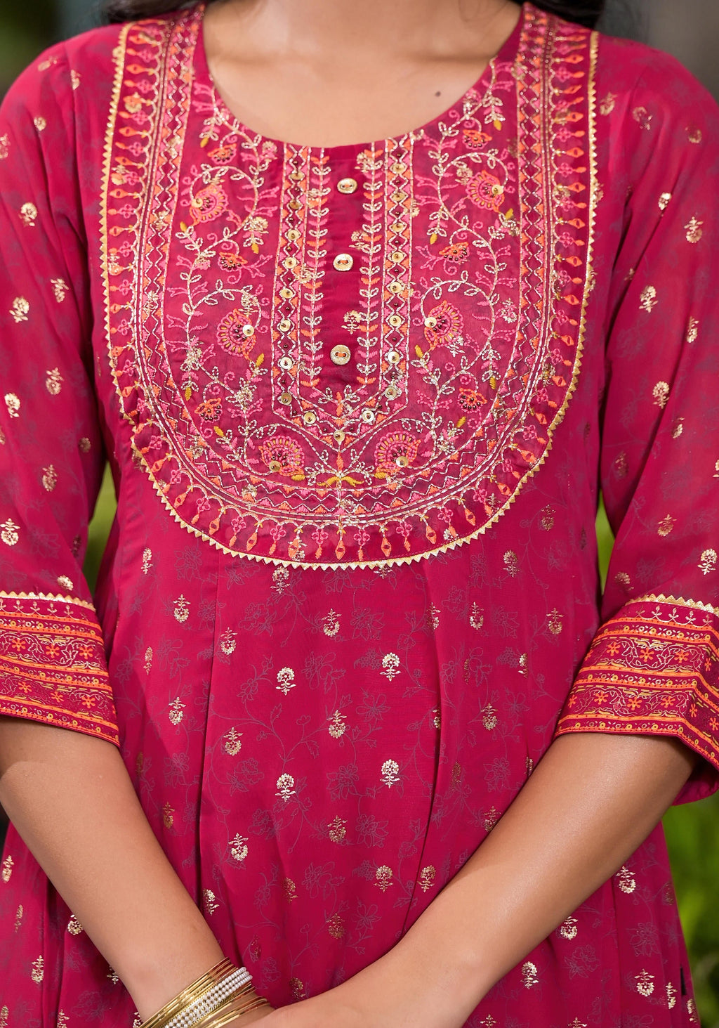 Juniper Women's Pink Georgette Printed Kurta Set
