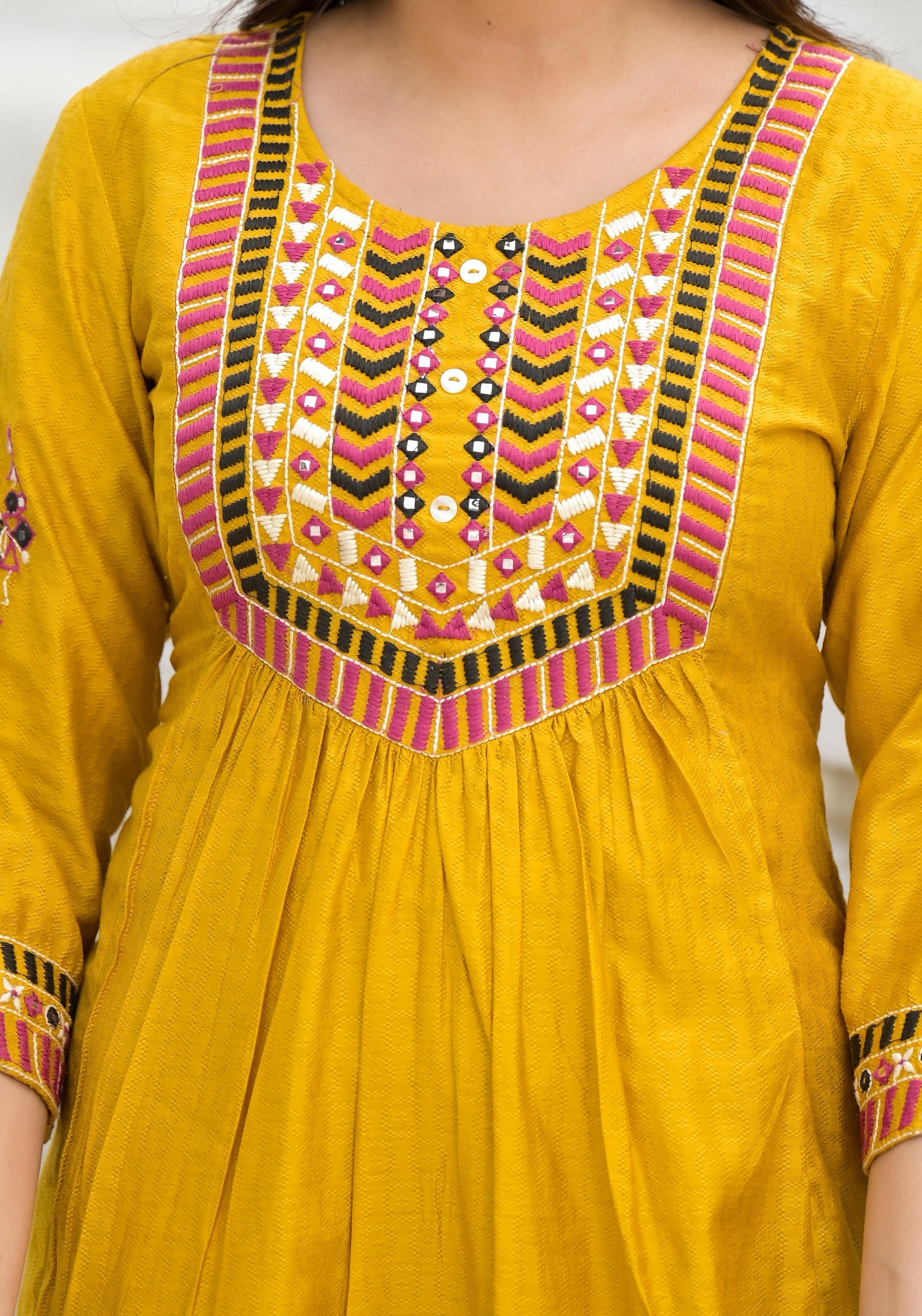 Juniper Women's Yellow Cotton Blend Solid Kurta Set