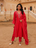 Juniper Women's Pink Viscose Rayon Embroidered Kurta Set