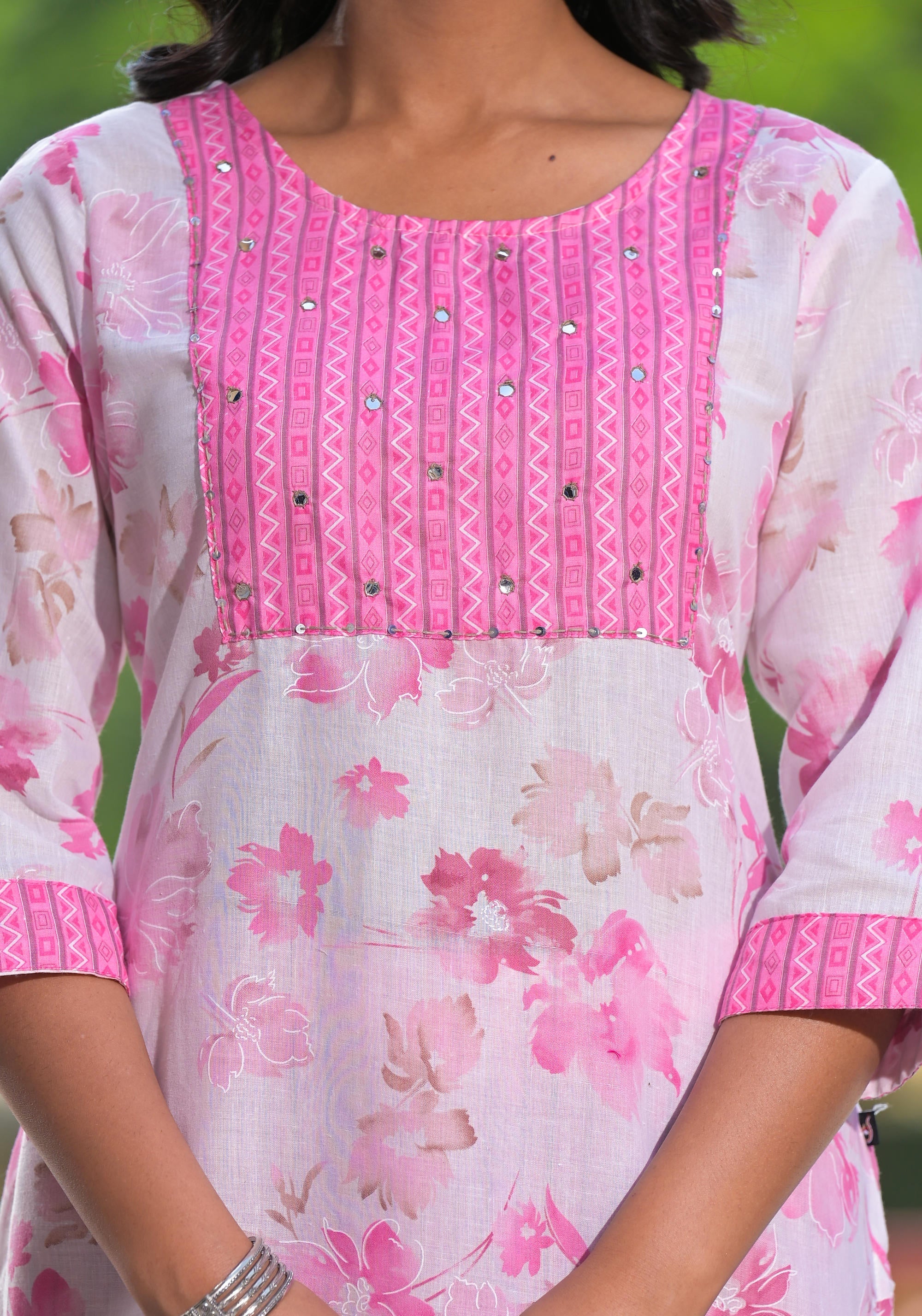 Juniper Women's Pink Pure Cotton Printed Kurta Set