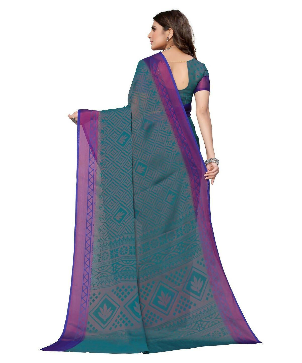 Vamika Rama Green Chiffon Brasso Bollywood Style Woven Saree (BAMBI RAMA)