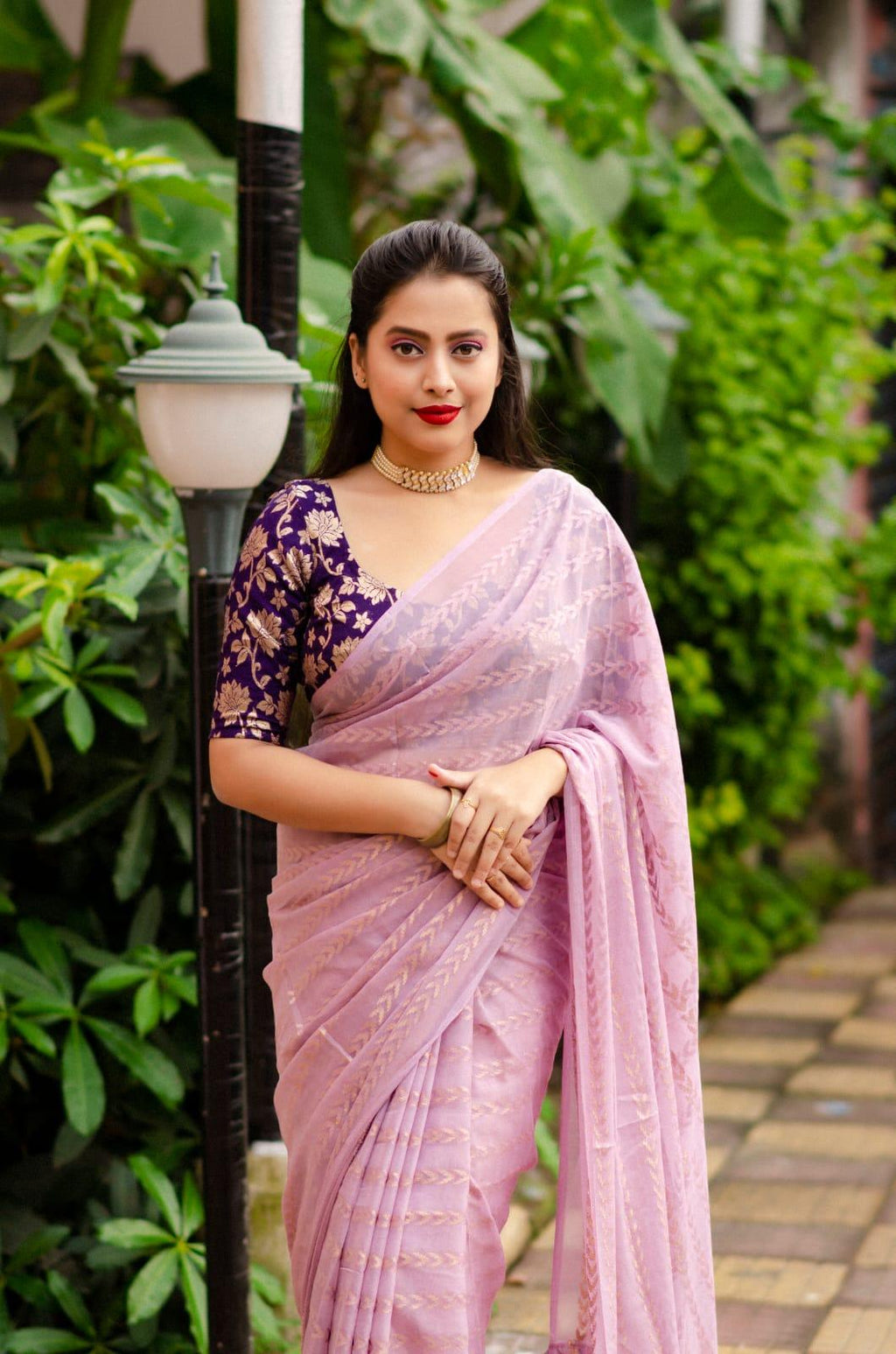 Onion Poly Crepe Tie and Dye Saree with Unstitched Blouse - Hiral Fashion