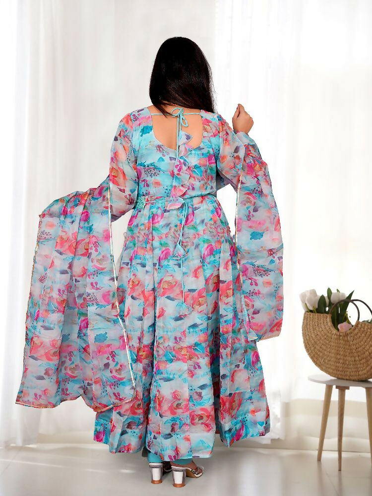 Joban Fashion Sky Kurta Set Organza Sequin Embroidery Work