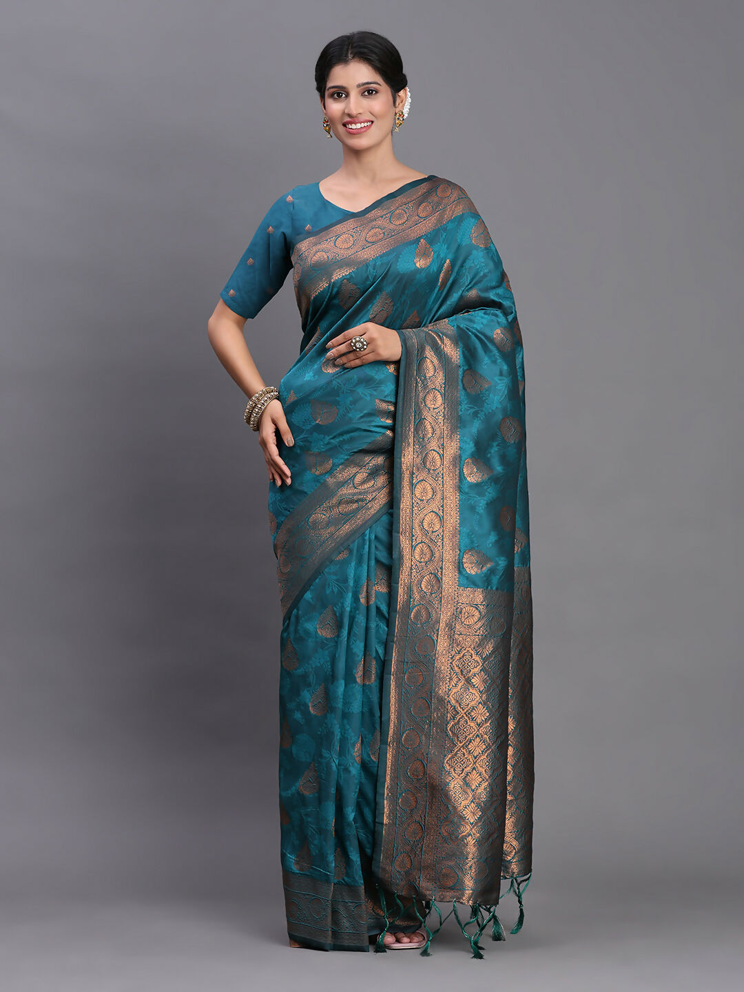 Shree Shyam Fashion Silk Teal Blue Saree