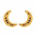Nuyug 22K Gold-Plated Stone Studded Crescent Shaped Stud Earrings