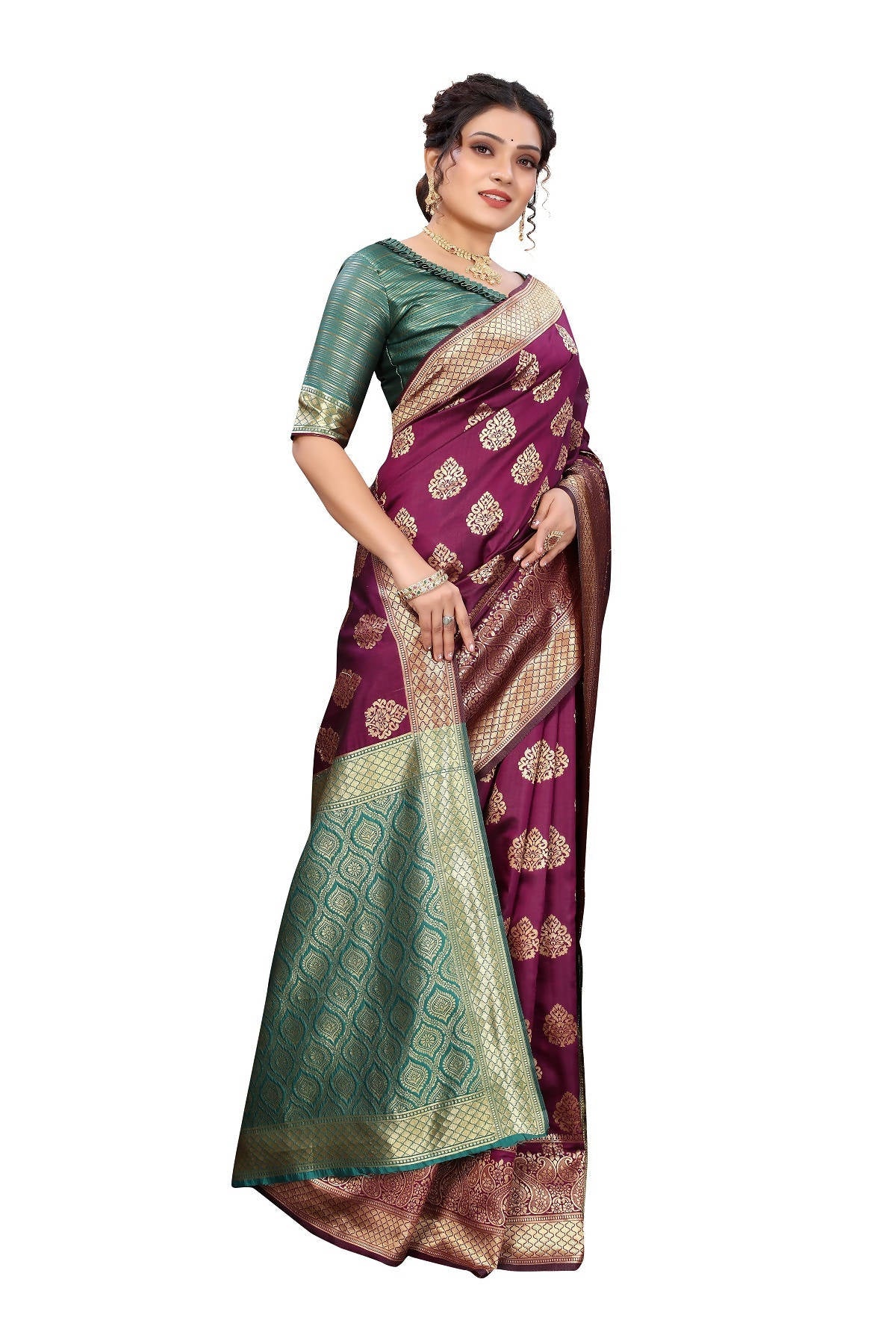 Vamika Ethnic Fire Purple Weaving Banarasi Jacquard Saree