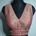 Kia Fashions Coral Pink Crush Tissue Self Design Readymade Blouse