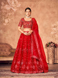 Wedding Designer Red Organzalehengha Choli - Anbazaar