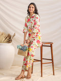 Janasya Off White Cambric Floral Co-Ords
