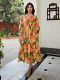 Janasya Multicolour Cambric Floral Dress