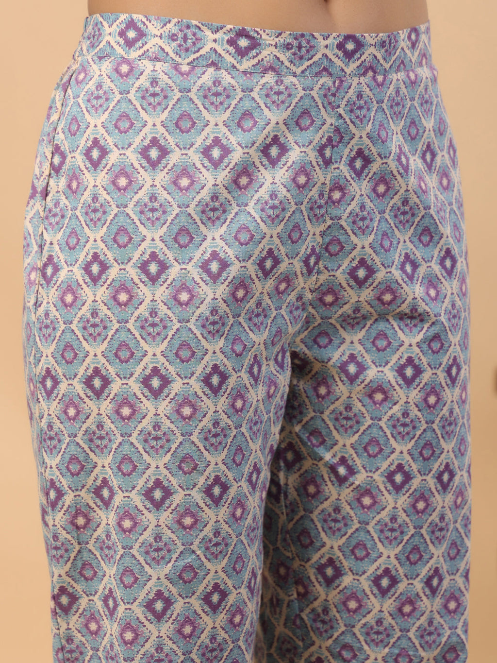 Janasya Light Blue Cambric Floral Set