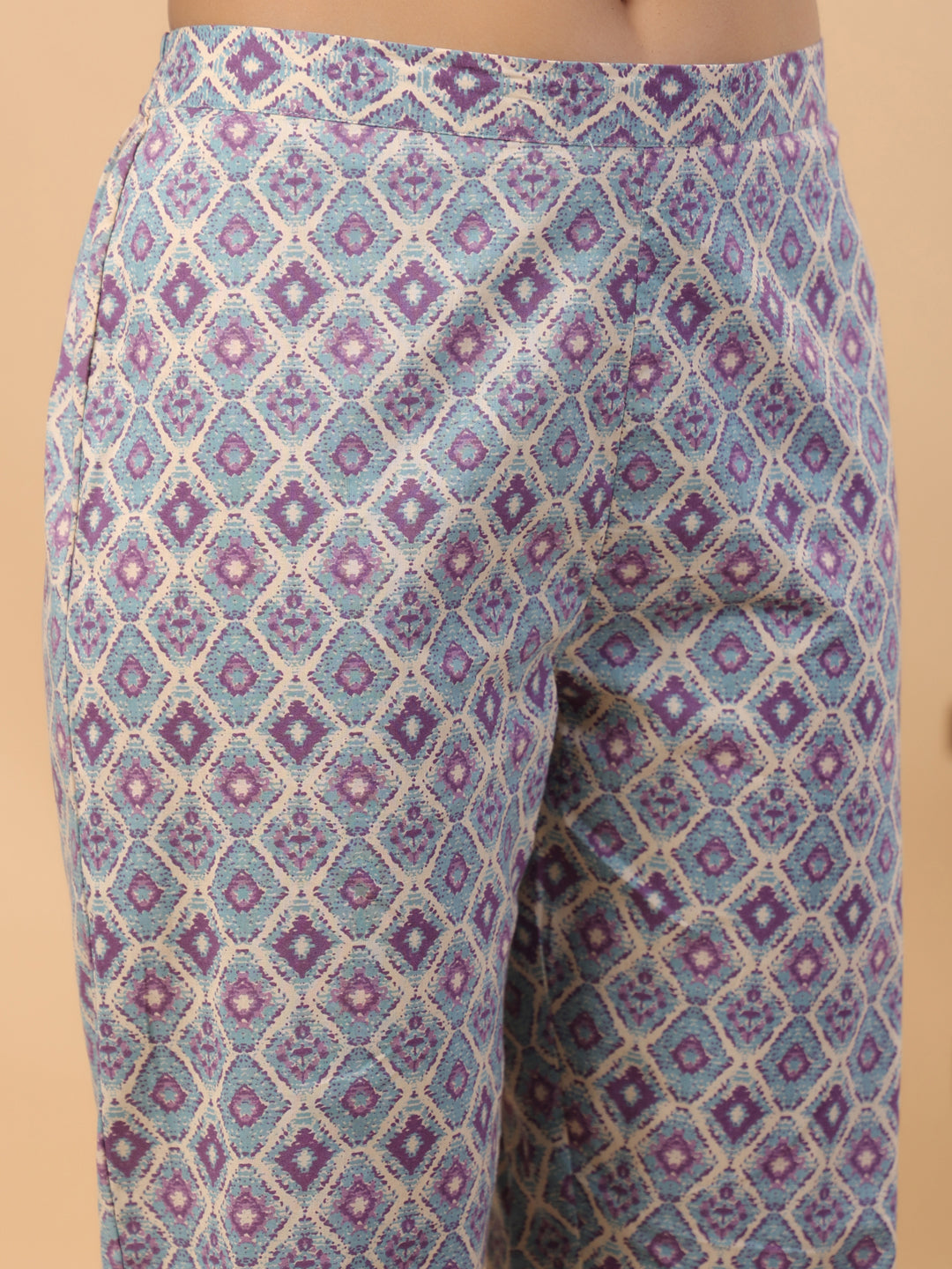 Janasya Light Blue Cambric Floral Set