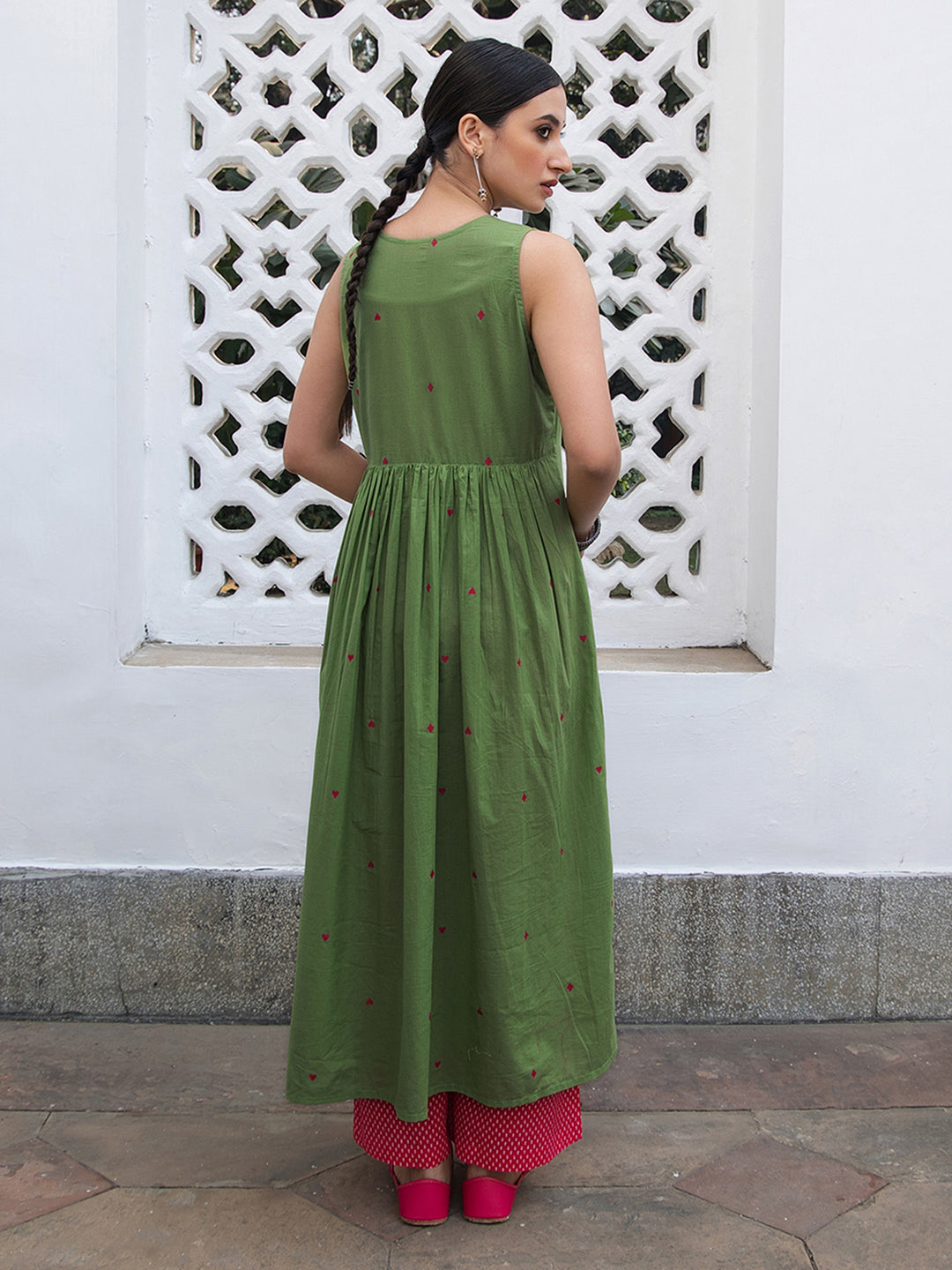 Janasya Light Cotton Solid A-Line Kurta Set